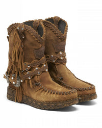 El Vaquero - Arya Silverstone Leather Wedge Boots in Couro - OutDazl