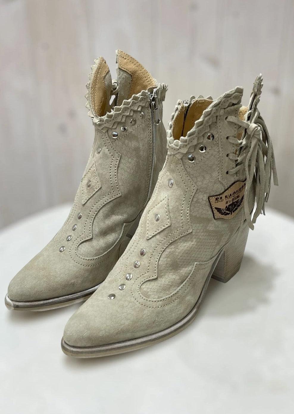 El Vaquero - Camelia Ankle Boots in Slyther Beige - OutDazl