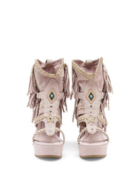 El Vaquero - Nyx Suede Wedge Sandals in Silverstone Rose - OutDazl