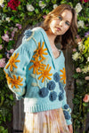 FILLYBOO - A Stitch In Time - Hand Knitted Sweater in Blue - OutDazl