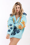 FILLYBOO - A Stitch In Time - Hand Knitted Sweater in Blue - OutDazl