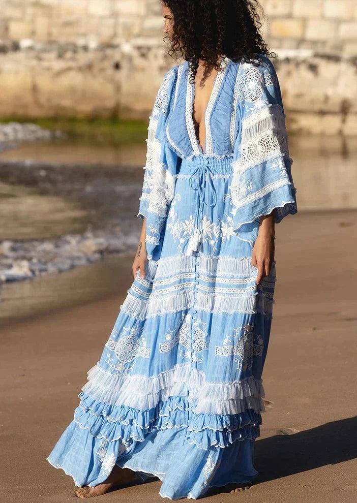 FILLYBOO - Fillyboo Maxi Dress/ Duster Charm Your Way in Cornflour Blue - OutDazl