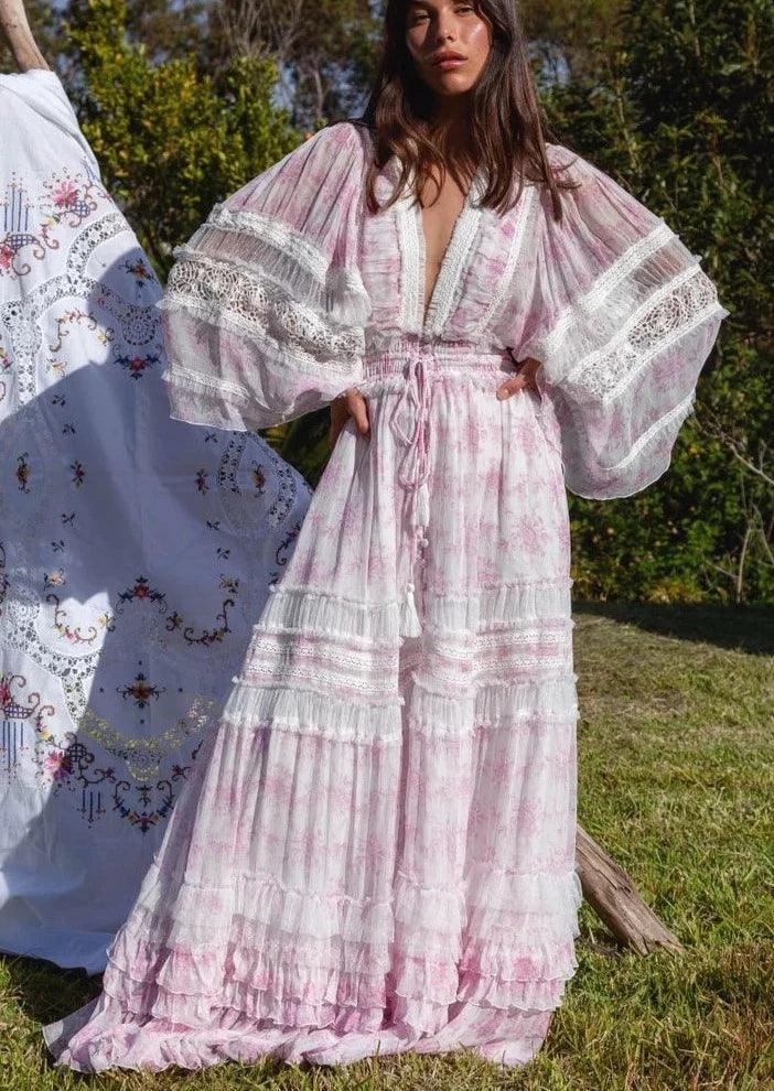 FILLYBOO - Fillyboo Maxi Dress / Duster Charm Your Way in Sunday Pink - OutDazl
