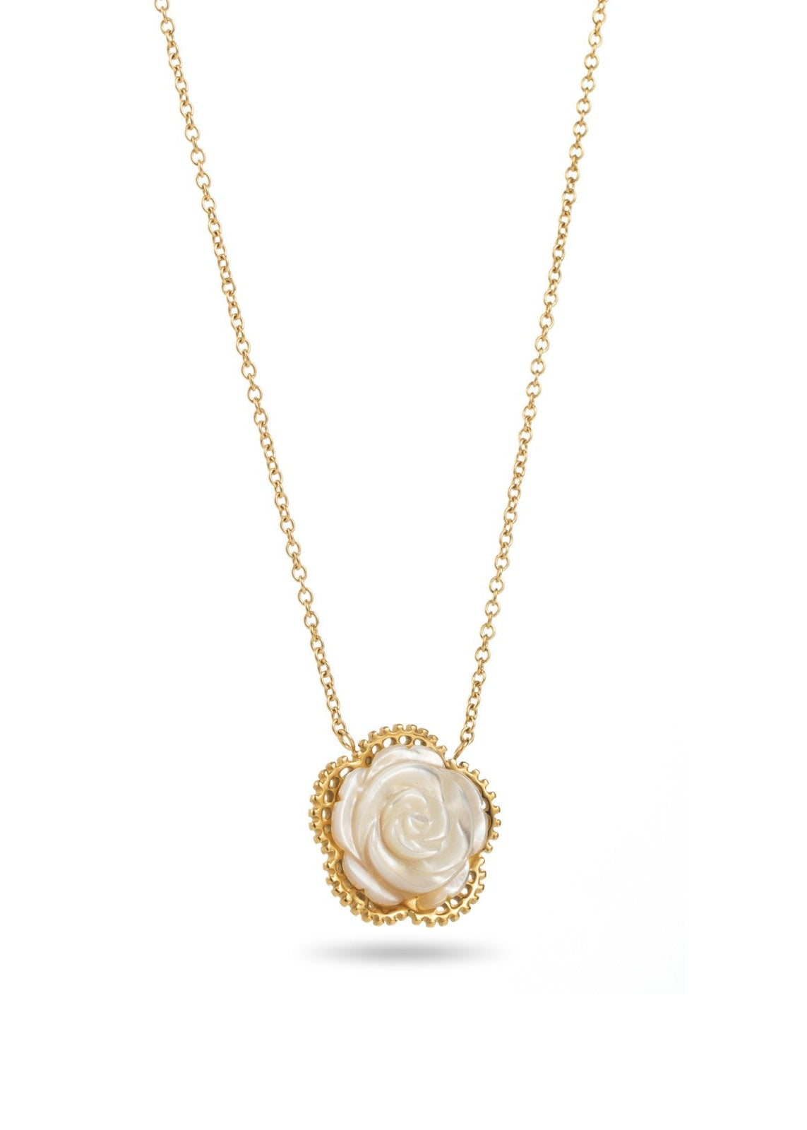 Camellia Mother of Pearl Pendant Necklace