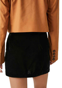 Free People - Annalise Velvet Mini Skirt in Black - OutDazl