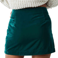Free People - Annalise Velvet Mini Skirt in Deep Teal - OutDazl