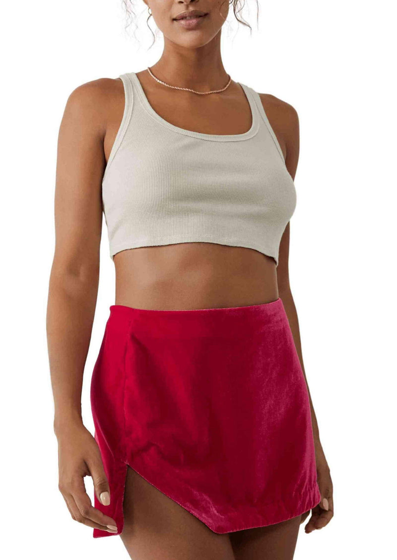 Free People - Annalise Velvet Mini Skirt in Pink Phenom - OutDazl