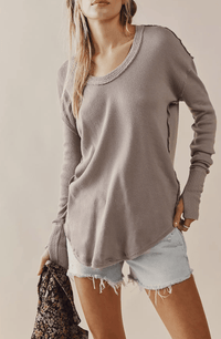 Free People - Colby Long Sleeve Tee in Grey - OutDazl