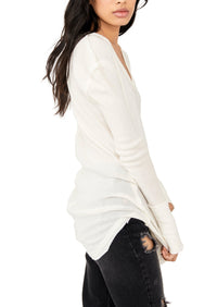 Free People - Colby Long Sleeve Tee in Ivory - OutDazl