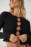 Free People - Erica Ribbed Knit Cardi in Sand Dark Chocolate - OutDazl