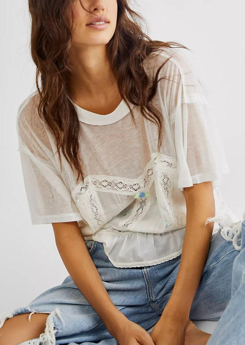 Free People - Fall in Love Tee Ivory - OutDazl