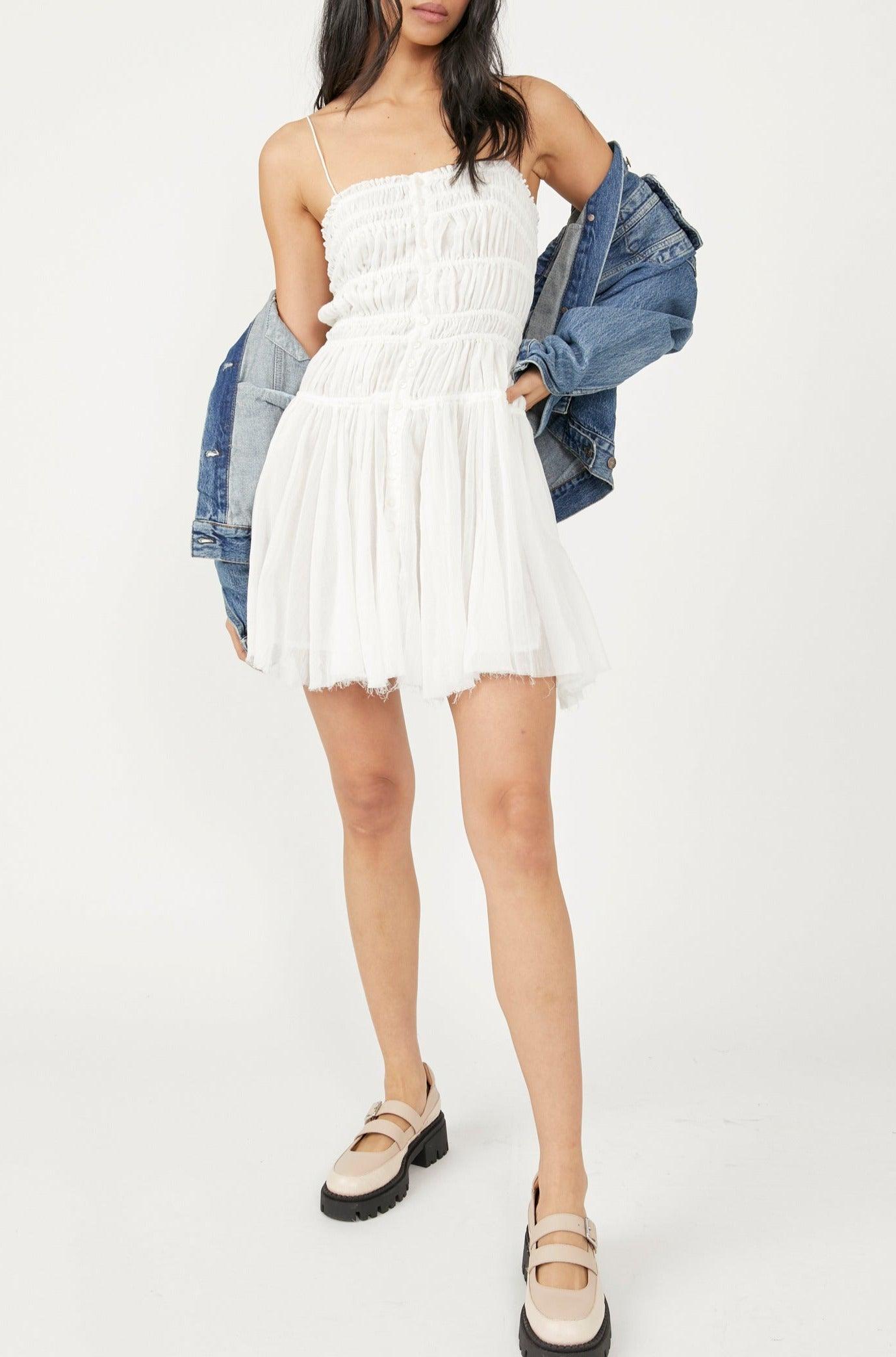 Free People - Free People Lausanne Slip Dress in White - OutDazl