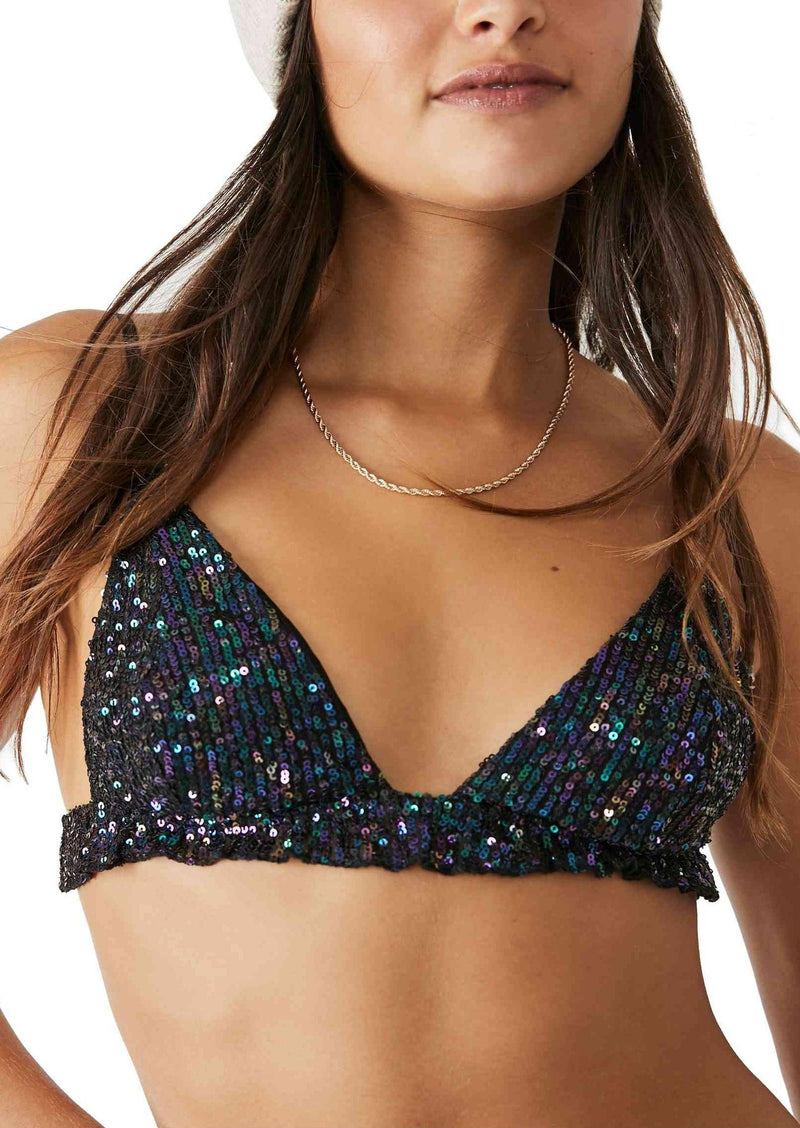 Free People Gold Rush sequin bralette in midnight blue