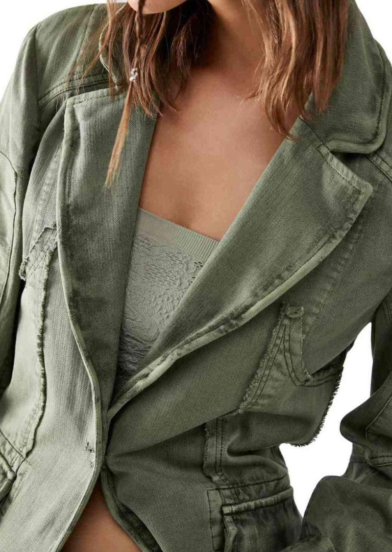Free People - Harlow Blazer in Olive - OutDazl