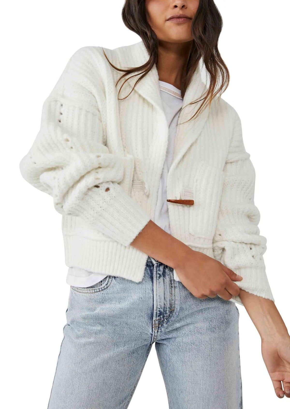 Free People - Jackson Cardigan in Ivory - OutDazl