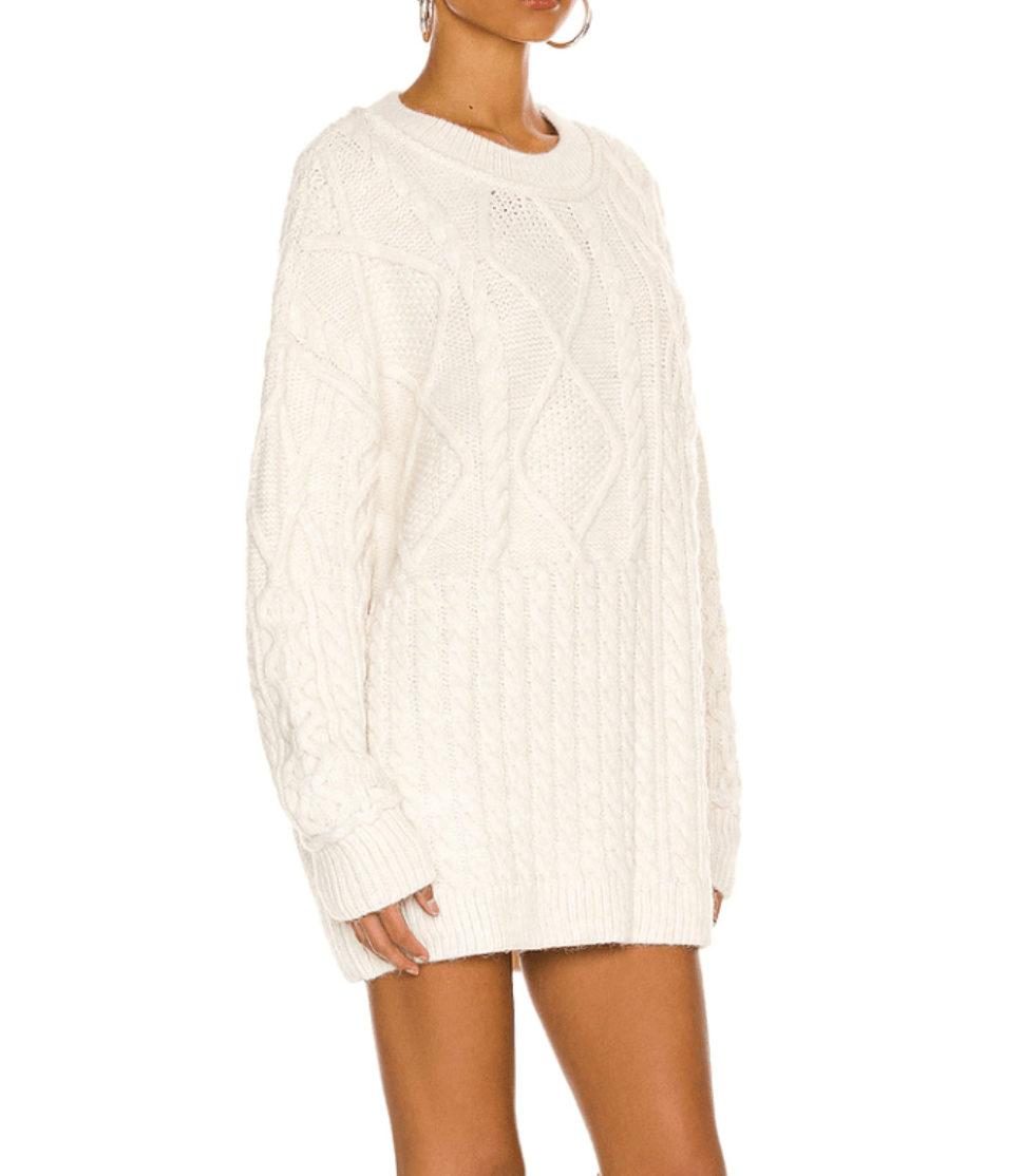 Free People - Leslie Cable-knit Tunic in Ivory - OutDazl