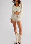 Free People - Loving Good Vibes Denim shorts in Cream - OutDazl