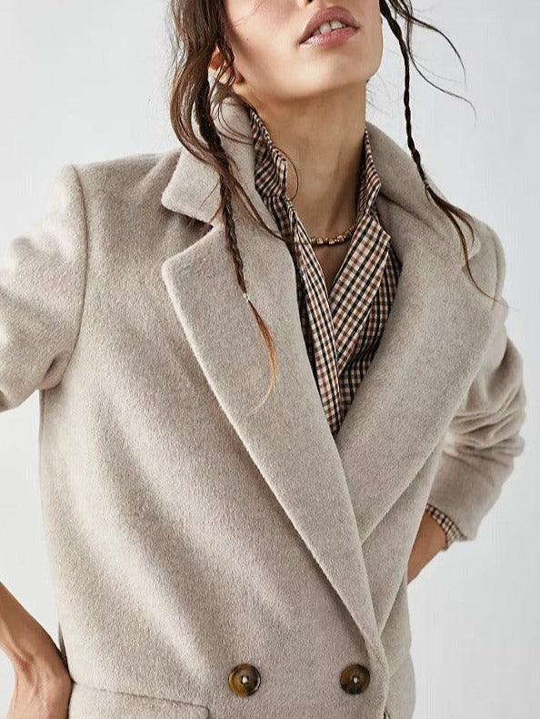 Free People - Mari Solid Blazer in Taupe - OutDazl