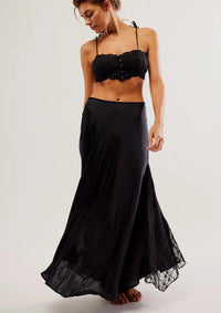 Free People - Maxi slip skirt with lace inserts Make You Mine - OutDazl