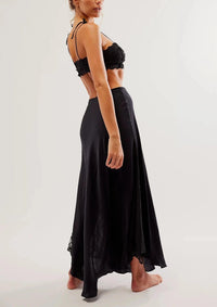 Free People - Maxi slip skirt with lace inserts Make You Mine - OutDazl