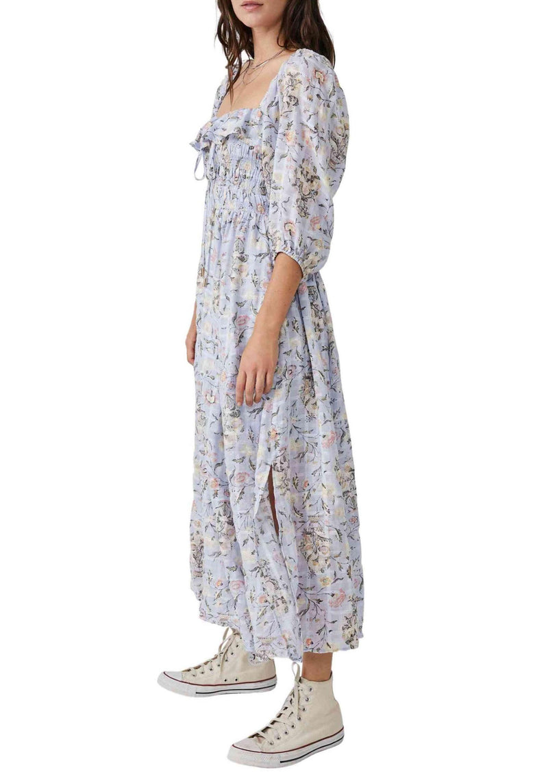 Free People - Oasis Printed Midi Dress in Lavender Combo - OutDazl