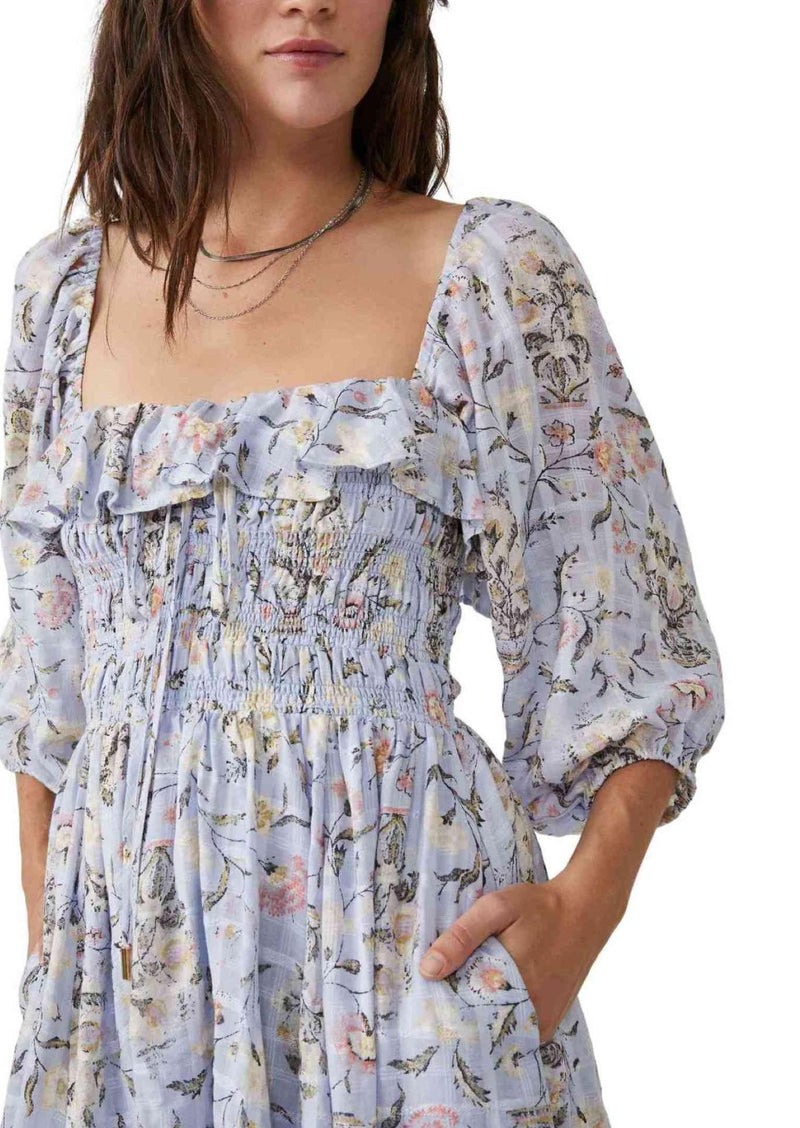 Free People - Oasis Printed Midi Dress in Lavender Combo - OutDazl