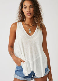 Free People - Rosie Drop Waist Tee in White - OutDazl