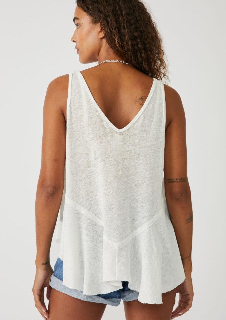 Free People - Rosie Drop Waist Tee in White - OutDazl
