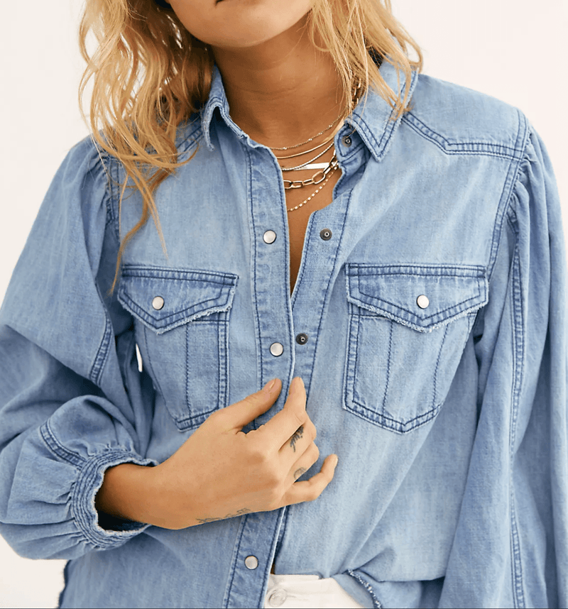 Free People - With Love Denim Shirt - OutDazl
