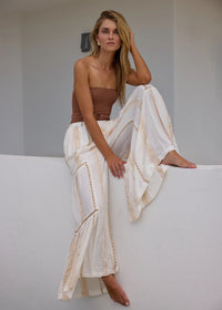 Gold Dust Lurex Tiered Wide Leg Pant-Surf Gypsy-OutDazl