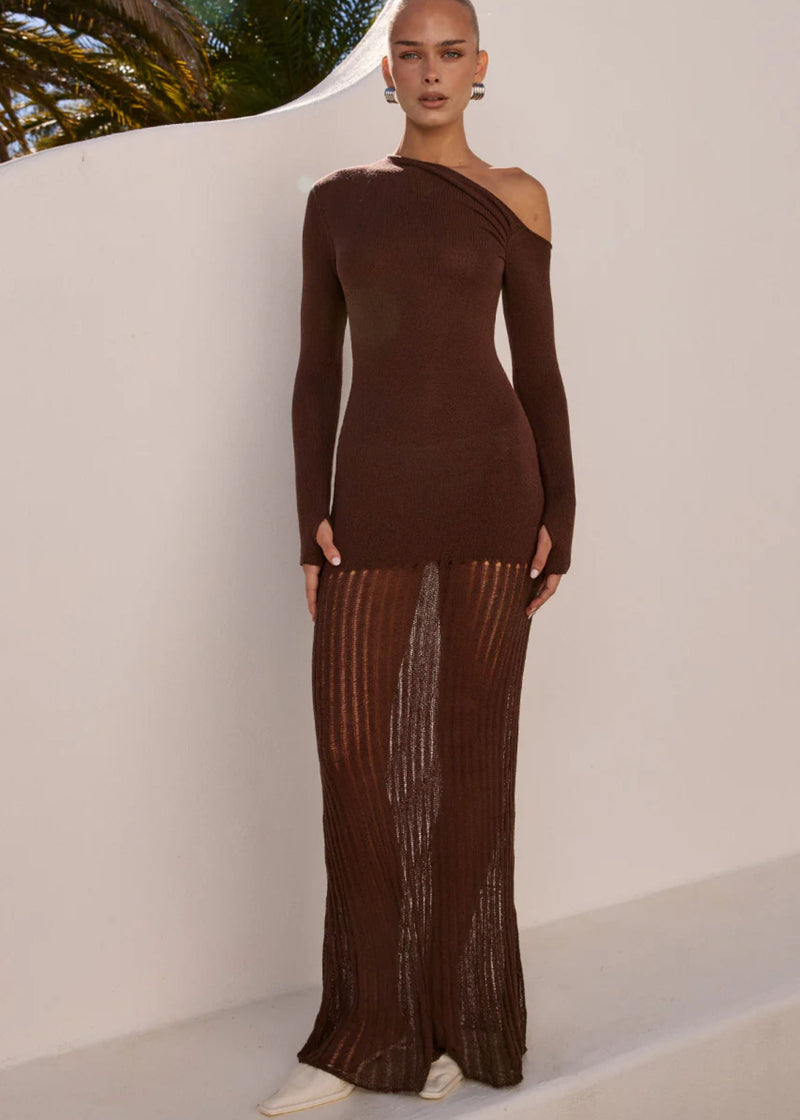 Greta One Shoulder Knit Maxi