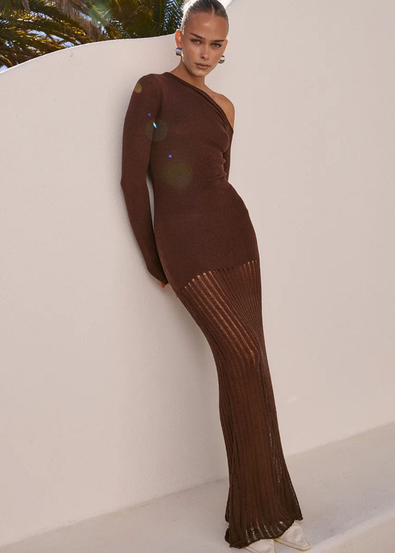 Greta One Shoulder Knit Maxi