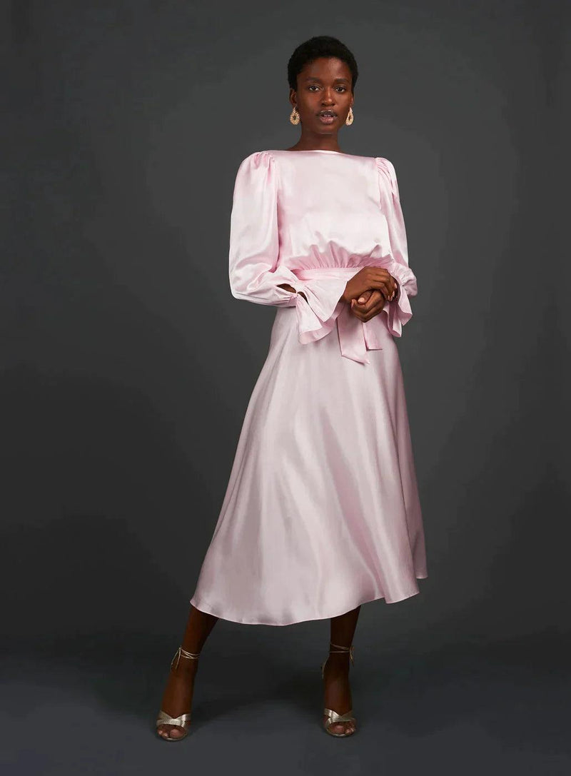 Harmur - Gilly Silk Dress in Pink - OutDazl