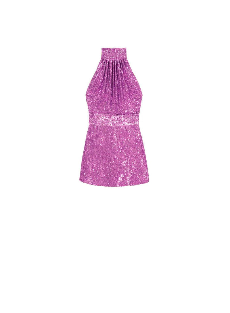 Harmur - Mini Classic Dress in Party Pink Sequins - OutDazl