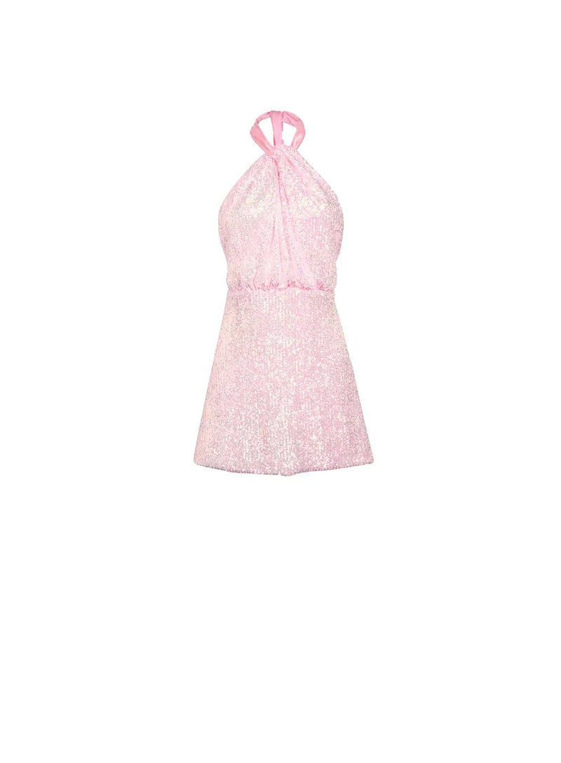 Harmur - Mini Cocktail Dress in Pink Sequins - OutDazl