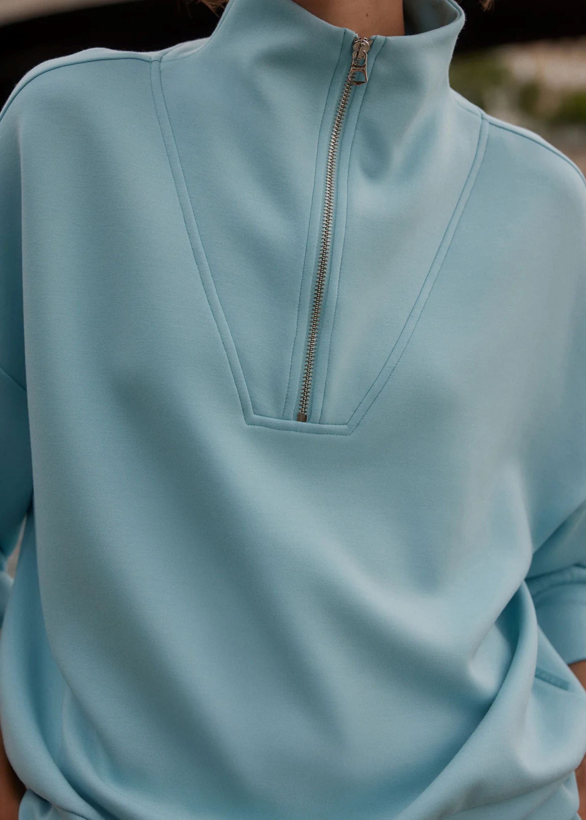 Hawley Half-zip Sweat in Porcelain Blue