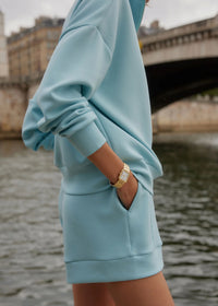 Hawley Half-zip Sweat in Porcelain Blue