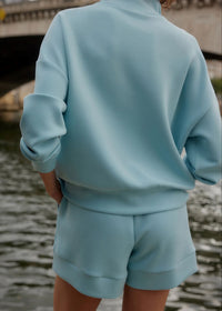 Hawley Half-zip Sweat in Porcelain Blue