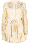 Hemant & Nandita - Mini Dress Ruby in Beige - OutDazl