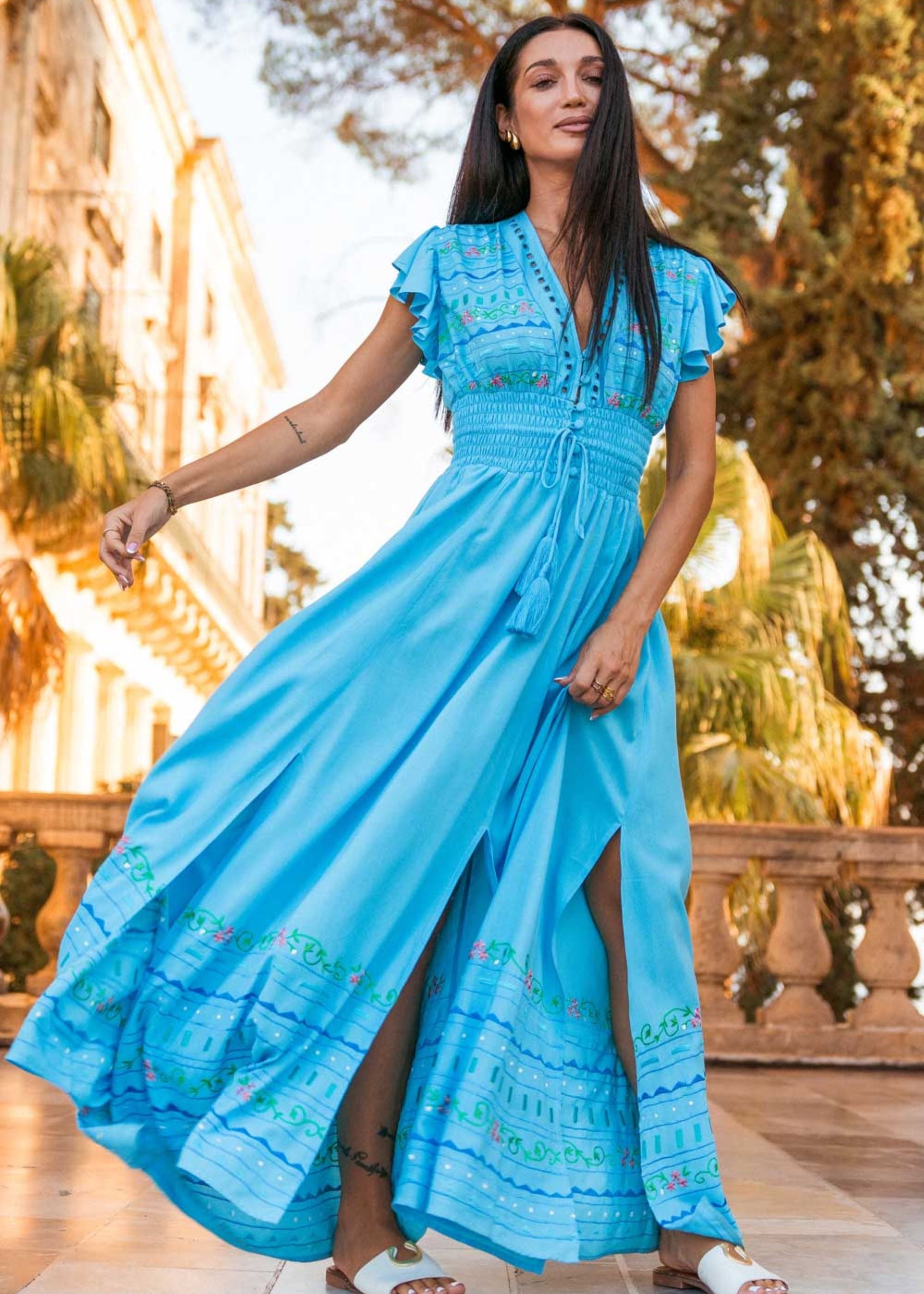 maxi dress ibiza Zaimara wbnew Shaped from lightweight and Vtg 50s 60s Cover-Up Size::XXL