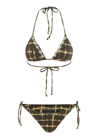 It's Now Cool - Embellished Triangle Bikini Top In Rip Tide Print - OutDazl