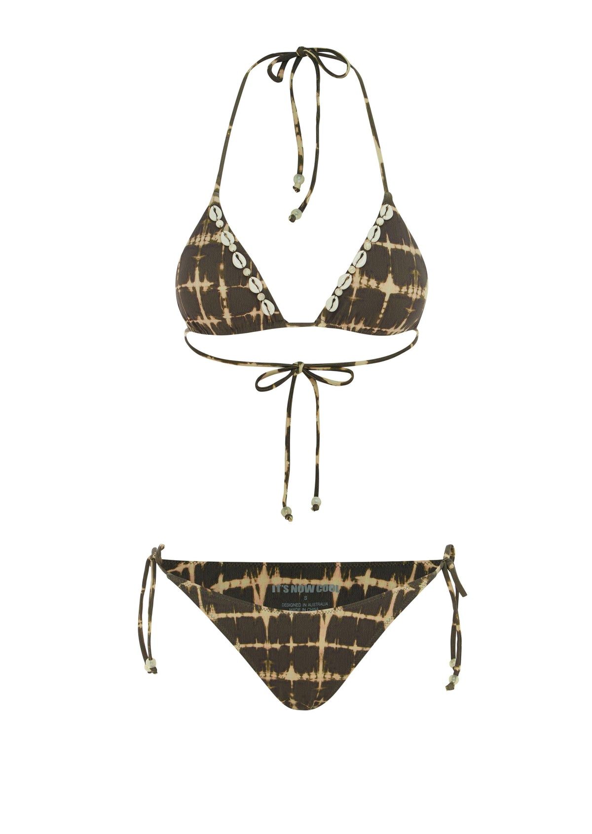 It's Now Cool - Side Tie Bikini Bottoms in Rip Tide Print - OutDazl