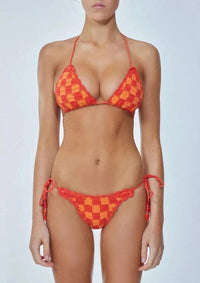 It's Now Cool - The Crochet Tri Bikini Top in Chillies - OutDazl