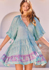 JAASE - Aqua Love Print Mini Dress Gigi - OutDazl