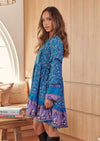 JAASE - Blue Fox Print Fey Mini Dress - OutDazl