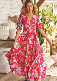 JAASE - Cerise Print Annabel Maxi Dress - OutDazl