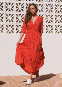 JAASE - Charlie Maxi Dress in Red Lantern Print - OutDazl