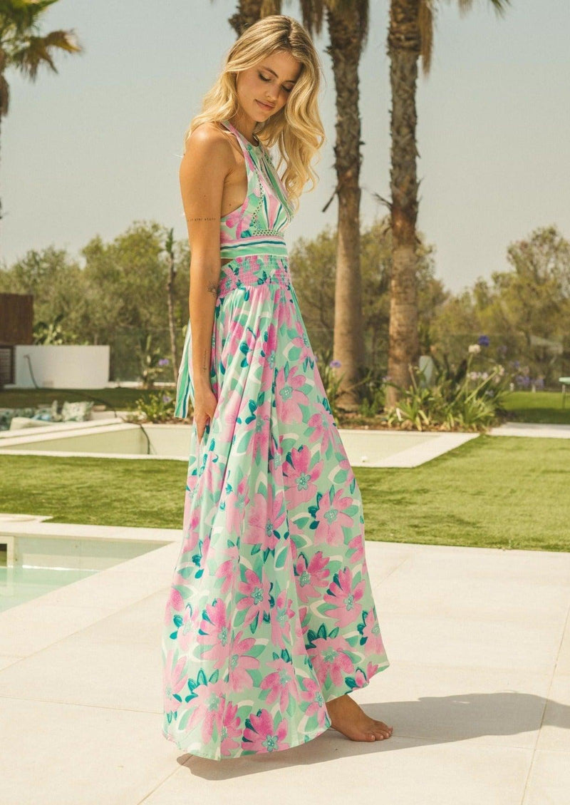 Jaase - Endless Summer Maxi Dress in Petal Aqua Print - OutDazl
