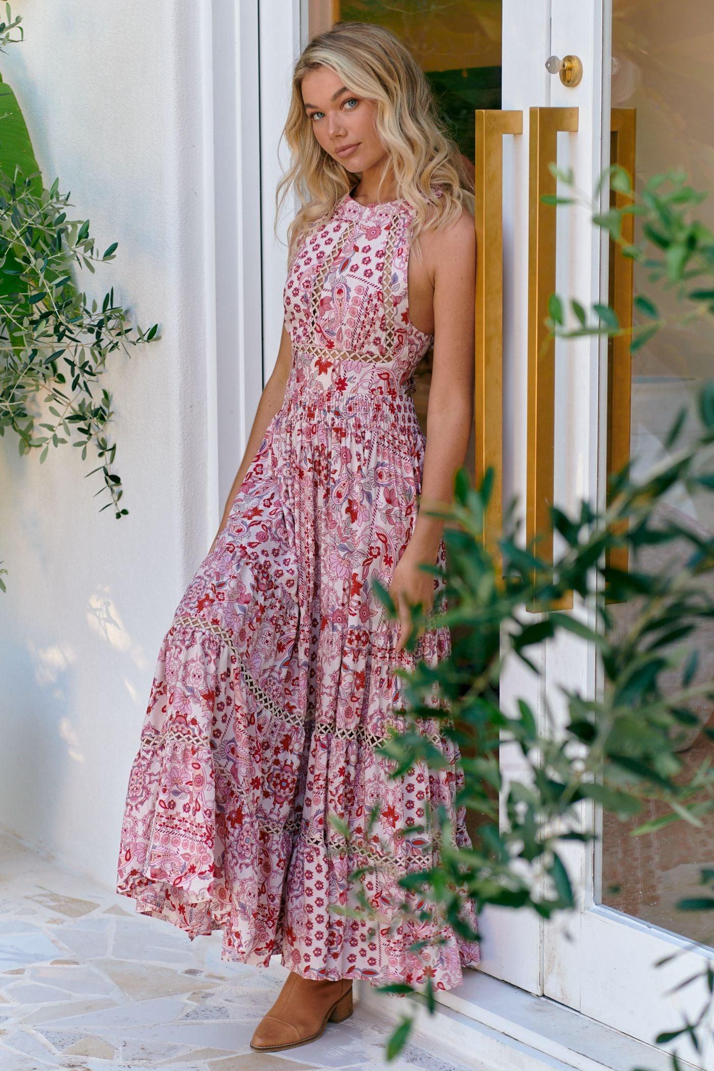 Endless Summer Maxi Dress in Ruby Red Print – OutDazl