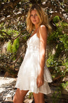JAASE - Halter Tie Crochet Backless Tori Dress In White - OutDazl